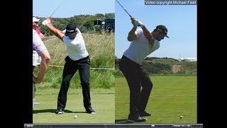 Jon Rahm golf swing  Long Iron faceon amp downtheline July 2017 [upl. by Avot955]