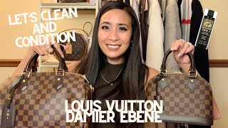 LOUIS VUITTON DAMIER EBENE  CLEANING  CONDITIONING  HOW TO  SPEEDY BANDOULIERE 30  ALMA BB [upl. by Albric]