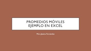 Promedios móviles en Excel [upl. by Ender]