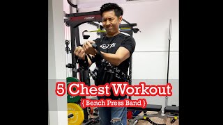 5 Chest Workout using INNSTAR Adjustable Bench Press Band  Home Resistance Band Exercises [upl. by Nivri992]