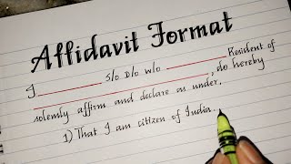 How to write an affidavit letter ll Affidavit Format ll MASTER HANDWRITING [upl. by Lewes483]