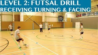 Futsal Training Drill Level 2 Receiving Turning and Facing [upl. by Pena]