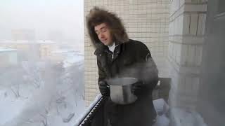 Instant vapor  Boiling water freezes instantly in Siberia [upl. by Alejandra76]