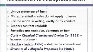 Misrepresentation Lecture 1 of 4 [upl. by Keldah826]