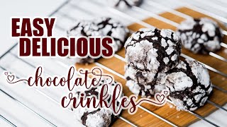 HOW TO MAKE THE BEST CHOCOLATE CRINKLES  FUDGY MOIST CHOCOLATE CRINKLES [upl. by Heinrick]